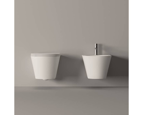 Alice Hide Round Унитаз 57х37см., подвесной, безободковый, с сиденьем и крышкой с микролифтом, с набором для крепления, цвет: белый глянцевый. 31170101SET