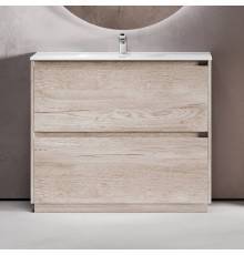 Тумба с раковиной Sancos Libra Floor 100 дуб галифакс натуральный, белая раковина CN7003