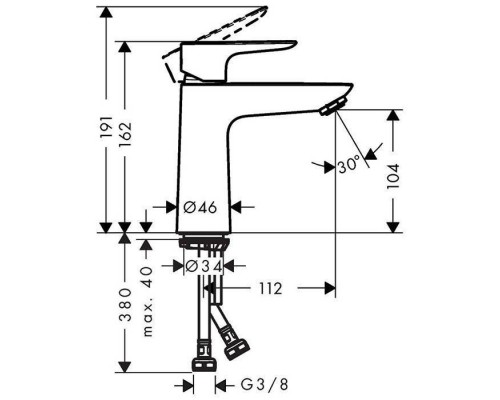 Hansgrohe Talis E Смеситель для раковины, 1 отв., без донного клапана, цвет: шлифованная бронза. 71712140 Hansgrohe Talis E Смеситель для раковины, 1 отв., без донного клапана, цвет: шлифованная бронза. 71712140