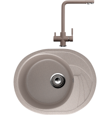 Комплект Мойка кухонная Ulgran U-403 -302 песочная + Смеситель U-016 -302 песочный