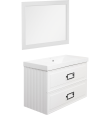 Мебель для ванной комнаты La Fenice Cubo Twin 100, белая, ручки черные