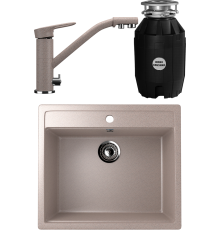 Комплект Мойка кухонная Ulgran U-104 -302 песочная + Смеситель U-010 -302 песочный + Измельчитель Bone Crusher BC 810-AS