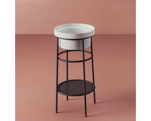 Artceram Fuori Scala Металическая структура Oslash;38хh83см с раковиной, без отв., Fuori Scala Oslash;41, напольная, цвет: черный матовый/белый глянцевый. ACA054 17,  TFL032 01 00