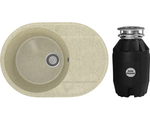 Комплект Мойка кухонная Practik PR-M 610-002 слоновая кость + Измельчитель Bone Crusher BC 810-AS