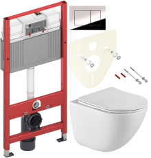 Комплект Унитаз подвесной BelBagno Amanda BB051CHR безободковый + Крышка BB051SC с микролифтом + Инсталляция TECE Now 9400412 4 в 1 с кнопкой смыва