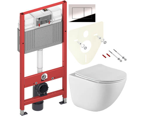 Комплект Унитаз подвесной BelBagno Amanda BB051CHR безободковый + Крышка BB051SC с микролифтом + Инсталляция TECE Now 9400412 4 в 1 с кнопкой смыва Комплект Унитаз подвесной BelBagno Amanda BB051CHR безободковый + Крышка BB051SC с микролифтом + Инсталляция TECE Now 9400412 4 в 1 с кнопкой смыва
