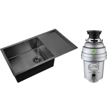 Комплект Мойка кухонная Zorg Inox PVD 7844 grafit + Измельчитель Inox D ZR-38 D