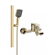 Смеситель для ванны с душем STWORKI Копенгаген S42100GG + Душевой гарнитур Ольборг S20190GG, глянцевое золото