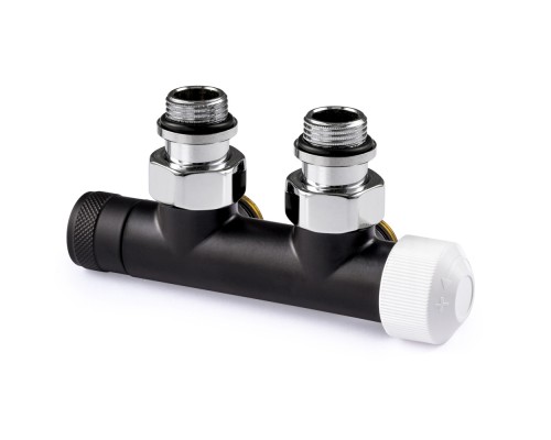 Узел нижнего подключения термостатический SR Rubinetterie угловой 1/2 х3/4 Е Чёрный матовый (правый) 0684-1500VCES