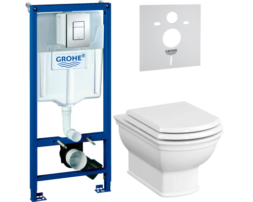 Комплект Унитаз подвесной VitrA Valarte 7805B003-0075 + Крышка 124-003-009 с микролифтом + Инсталляция Grohe Rapid SL 38772001 3 в 1 с кнопкой смыва + Шумоизоляция 37131000
