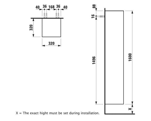 Laufen New Classic Пенал высокий подвесной 32х32х160см, 4 полочки, 1 дверка - петли справа, цвет: белый глянцевый. 4.0606.2.085.631.1