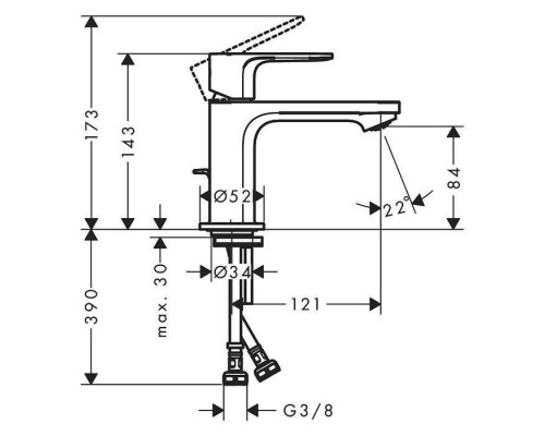 Hansgrohe Rebris E Смеситель для раковины 80, на 1 отв., с донным клапаном, цвет: хром . 72550000 Hansgrohe Rebris E Смеситель для раковины 80, на 1 отв., с донным клапаном, цвет: хром . 72550000