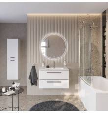 Мебель для ванной комнаты Cezares Eco Cer-N 80, bianco lucido, раковина Duet 80, ручки серые