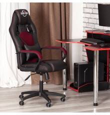 Игровое кресло TetChair Driver экокожа черная 36-6, ткань бордо TW-13