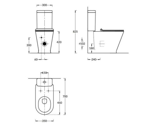 Kerama Marazzi Plaza Modern Унитаз моноблок 35x70см, безободковый, цвет: белый глянцевый. PLMR.wc.01, PLMR.cis.01 Kerama Marazzi Plaza Modern Унитаз моноблок 35x70см, безободковый, цвет: белый глянцевый. PLMR.wc.01, PLMR.cis.01