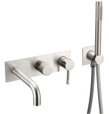 Встраиваемый смеситель для душа и ванны Boheme Uno 464-3-NB С ВНУТРЕННЕЙ ЧАСТЬЮ, nickel brush