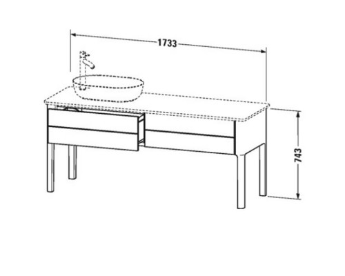 Duravit Luv База напольная 178.8x57х74.3см., с 2 выдв. ящиками, каменной столешницей и раковиной, раковина слева, цвет: белый шелковисто-матовый. LU9563L3636,  0380800000,  LU9468L1717