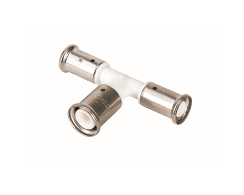 Тройник переходный увеличенный в центре, ПВДФ пресс (белый), 16x20x16, HENCO 12PKW-162016