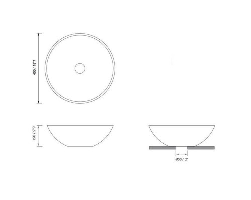 MOMA Gold Раковина Oslash;40х15см., накладная, с донным клапаном, цвет: белый матовый. GLD0475.MWS