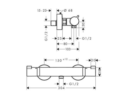 Hansgrohe Ecostat Термостат для душа Comfort, внешнего монтажа, цвет: полированое золото. 13116990