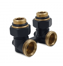 Угловой Н-образный клапан Primoclima Armature для нижнего подключения 3/4 х1/2 черный матовый PCC3412AMB