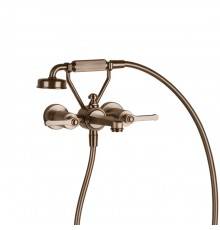 Gessi Venti20 Смеситель для ванны настенный, с ручным душем и шлангом 150см., цвет: Copper Brushed PVD. 65113#708