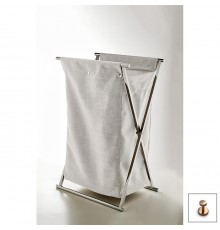 3SC Double Face Корзина для белья 50х80х36см., раскладная, цвет: белый хлопок/Warm Brushed Bronze PVD. DBL50ABOWBB