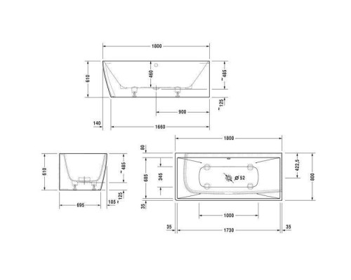 Duravit Vitrium Ванна встраиваемая 180x80см, Dx, с ножками, с2 наклонами для спины, прямоугольная, цвет: синий матовый. 700428HB Duravit Vitrium Ванна встраиваемая 180x80см, Dx, с ножками, с2 наклонами для спины, прямоугольная, цвет: синий матовый. 700428HB