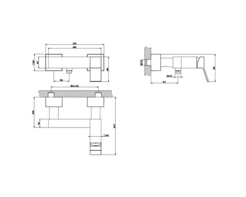 Gessi Rettangolo K Смеситель для душа без душевого комплекта, цвет: black XL. 53031#299