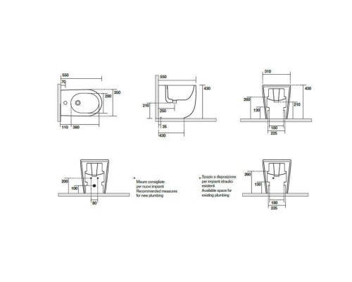 Kerasan Nolita Биде напольное с 1 отв. под смеситель 55х35 см, с креплениями WB5N, цвет: Ferro matt. 532089*1