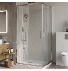 Душевой уголок BelBagno Luce AH-2-100/80-C-Cr, 100x80, профиль хром, стекло прозрачное
