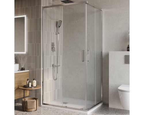 Душевой уголок BelBagno Luce AH-2-100/80-C-Cr, 100x80, профиль хром, стекло прозрачное
