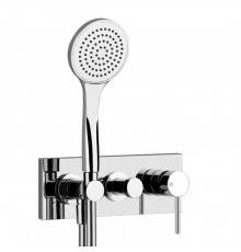 Gessi Emporio Via tortona Смеситель для душа, встраиваемый, на 2 позиции с переключателем, подводом воды и держателем лейки, душевой лейкой и шлангом, цвет: хром. 44829#031