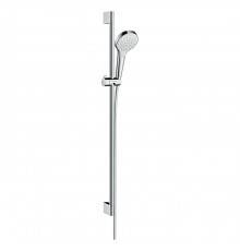 Hansgrohe Croma Seleсt S Душевой набор: штанга 90см., ручной душ 110, 1jet (Rain), EcoSmart, шланг, цвет: белый/хром. 26575400