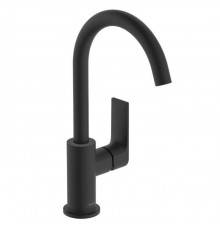Hansgrohe Rebris E Смеситель для раковины, 1 отв., с поворотным изливом, с донным клапаном, цвет: черный матовый. 72576670