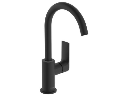 Hansgrohe Rebris E Смеситель для раковины, 1 отв., с поворотным изливом, с донным клапаном, цвет: черный матовый. 72576670 Hansgrohe Rebris E Смеситель для раковины, 1 отв., с поворотным изливом, с донным клапаном, цвет: черный матовый. 72576670