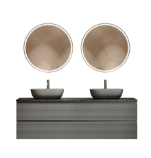 Мебель для ванной комнаты Sancos Folk 160, ergraut soft, столешница черный мрамор TT160A1X, раковина CN6009MH