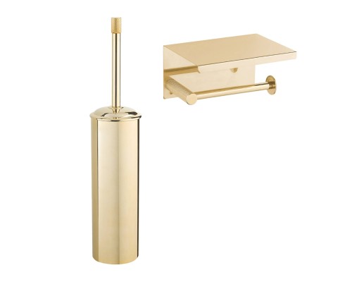 Набор Держатель Boheme Uno 10971-G gold с полкой для телефона + Ершик 10979-G gold Набор Держатель Boheme Uno 10971-G gold с полкой для телефона + Ершик 10979-G gold