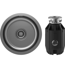 Комплект Мойка кухонная Paulmark Werra PM404646-GM вороненая сталь + Измельчитель Bone Crusher BC 910-AS