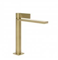 Gessi Inverso Rigato Смеситель для раковины, 1 отв., с донным клапаном StopGo, цвет: Brass Brushed PVD. 73555#727