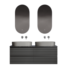 Мебель для ванной комнаты Sancos Folk 140, grey soft, столешница черный мрамор TT140A1, раковина CN6048MH