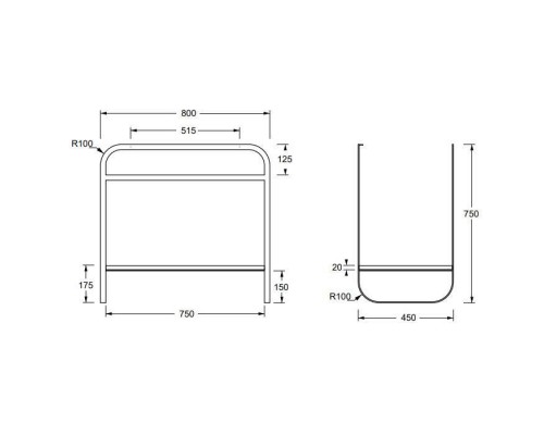 Alice Lunaris Консоль для раковины 80х45х75см., напольная, цвет: чёрный матовый. MSTLN81
