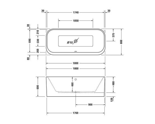 Duravit Happy D.2 Plus Ванна акриловая 180х80см, отдельностоящая, бесшовная панель, слив-перелив, цвет: graphite supermatt. 700453800000000 Duravit Happy D.2 Plus Ванна акриловая 180х80см, отдельностоящая, бесшовная панель, слив-перелив, цвет: graphite supermatt. 700453800000000