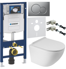 Комплект Унитаз подвесной BelBagno Sfera-r + Крышка BB901SC с микролифтом + Инсталляция Geberit Duofix UP 320 111.300.00.5 + Кнопка Sigma 01 115.770.JQ.5 лакированная, матовый хром + Крепления 111.815.00.1 к стене + Звукоизоляция