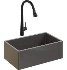 Комплект Мойка Domaci Сиена 50276-112 антрацит + Смеситель Ливорно WFD04098 черный