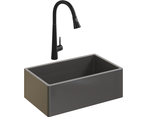 Комплект Мойка Domaci Сиена 50276-112 антрацит + Смеситель Ливорно WFD04098 черный