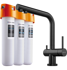 Комплект Смеситель Omoikiri Nagano PVD-GM вороненая сталь + Фильтр Pure Drop Lite