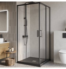 Душевой уголок BelBagno Luce A-2-90-C-NERO, 90x90, профиль матовый черный, стекло прозрачное