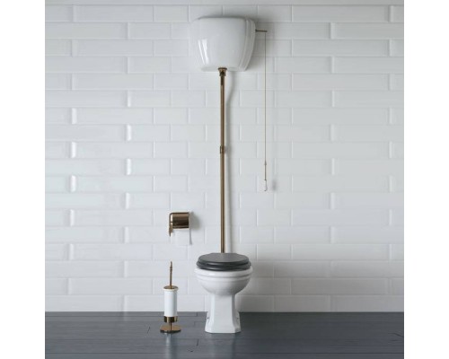 Globo Paestum Унитаз напольный слив в пол, 58х37,5см, с высоким бачком, трубой, цвет: белый/бронза. PA001.BI,  BA011br,  BA014br,  PA010.BI
