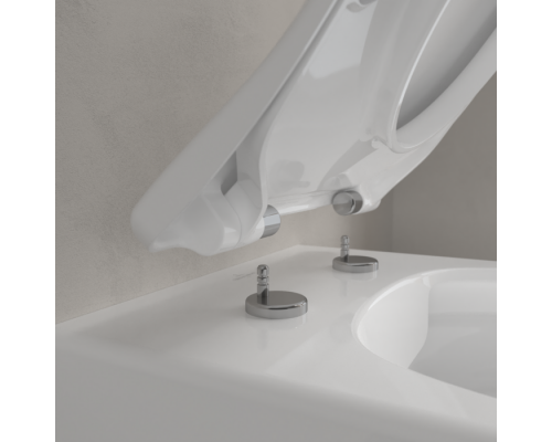 VilleroyBoch Avento Сиденье для унитаза, с микролифтом, тонкое, цвет: белый/нержавеющая сталь. 9M87S101 VilleroyBoch Avento Сиденье для унитаза, с микролифтом, тонкое, цвет: белый/нержавеющая сталь. 9M87S101